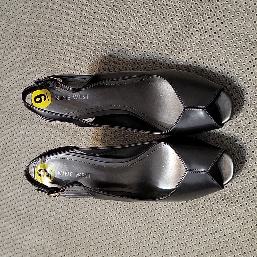NEW Nine West Dark Grey Peep-toe Sling Back Heels Size:9